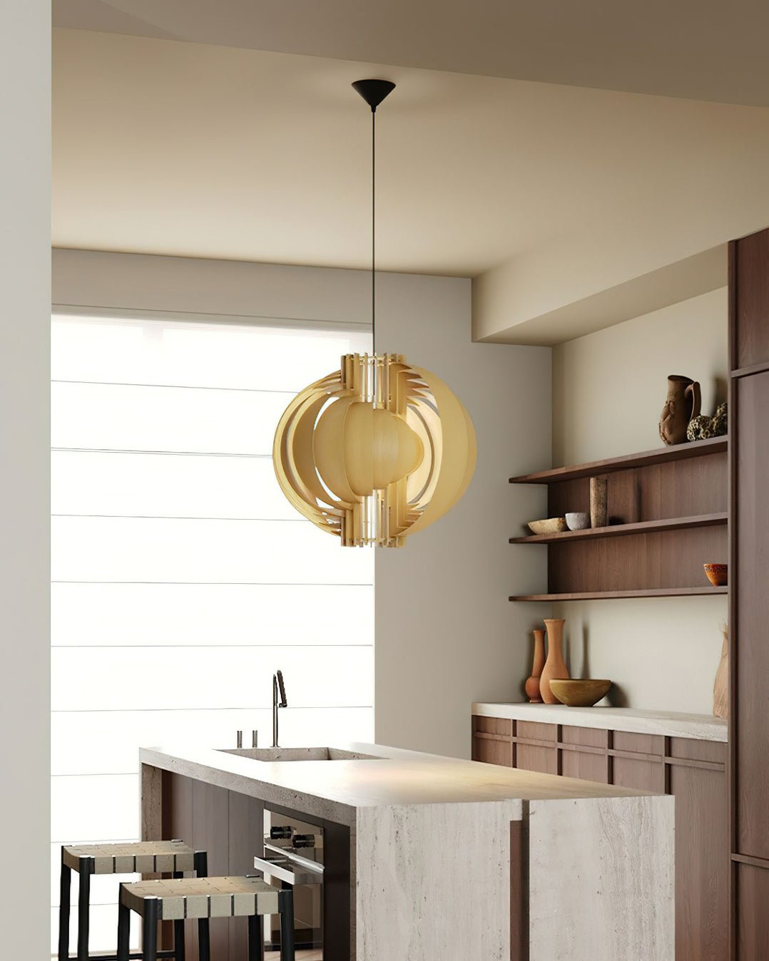 Ivraeus Premium Elegance Ring Wood Pendant Light