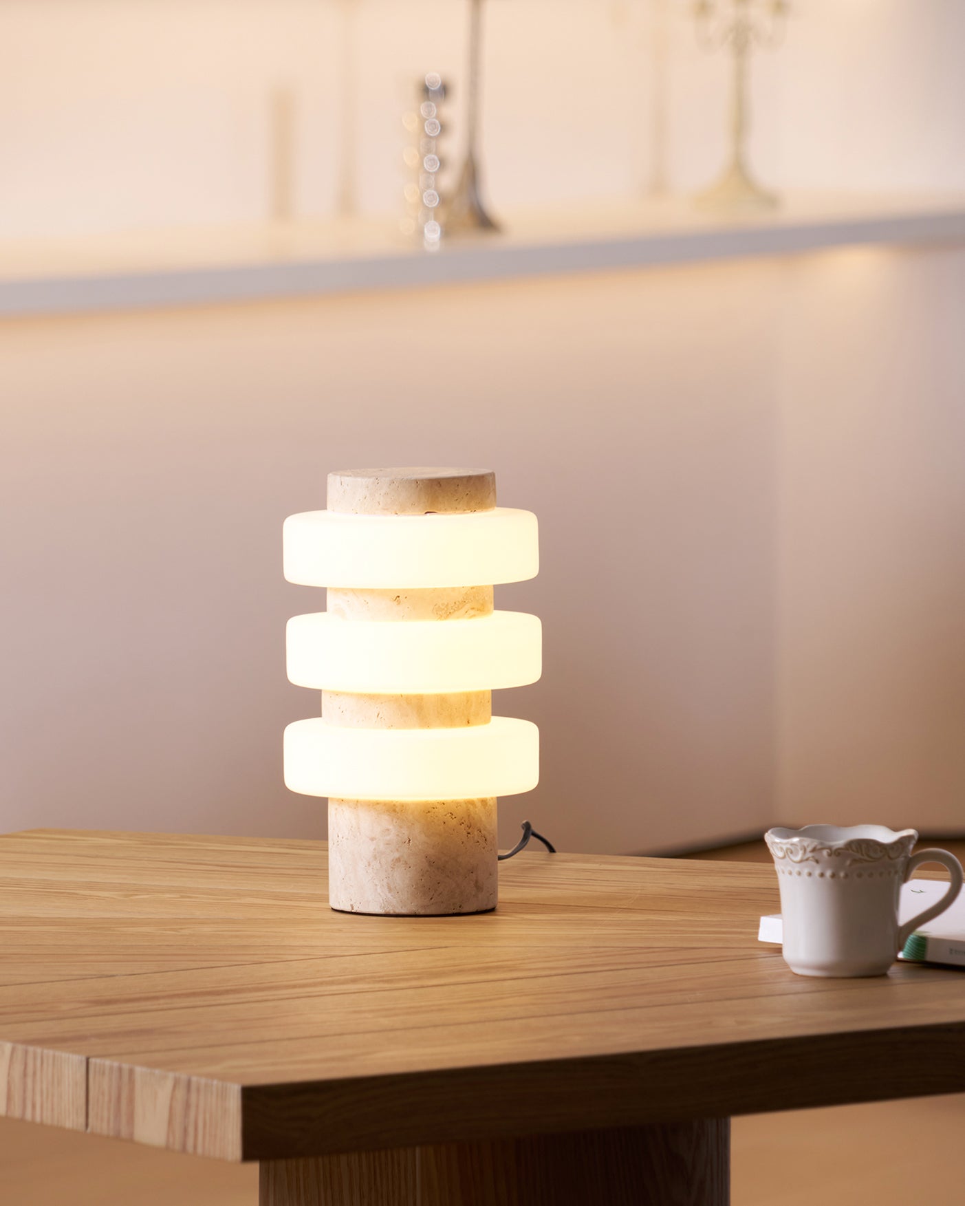 Thea Modern Travertine Table Lamp