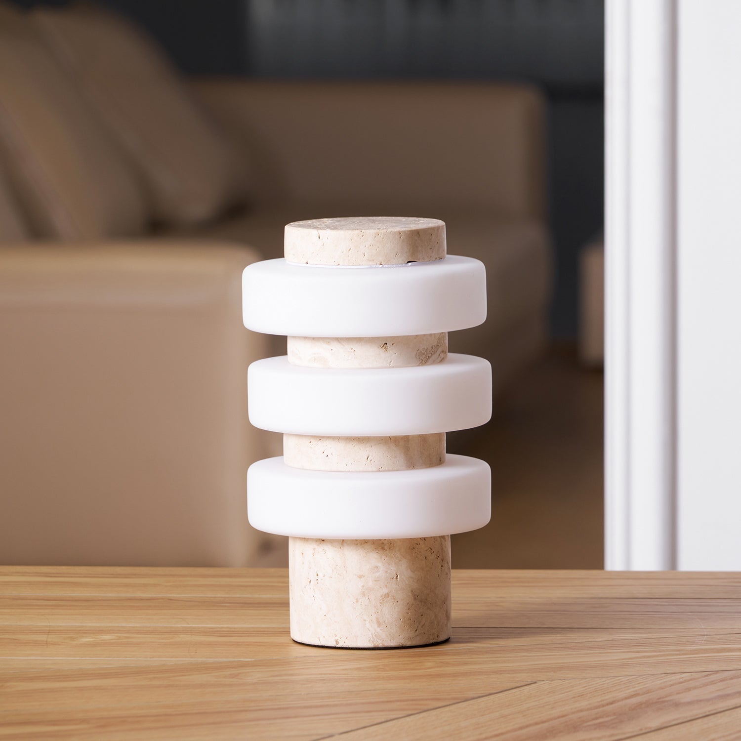 Thea Modern Travertine Table Lamp