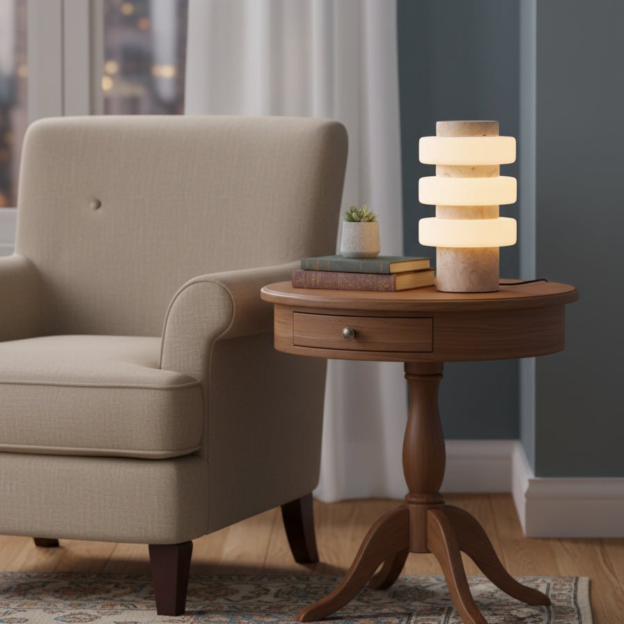 Thea Modern Travertine Table Lamp