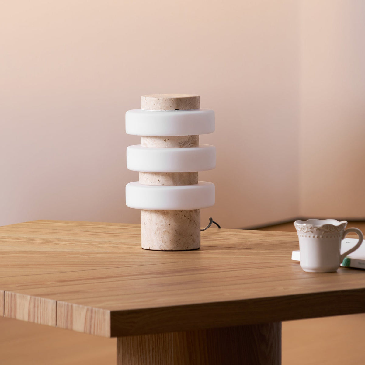 Thea Modern Travertine Table Lamp