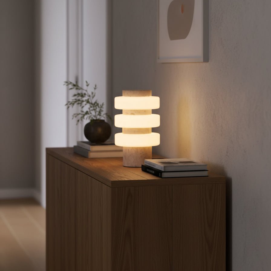 Thea Modern Travertine Table Lamp