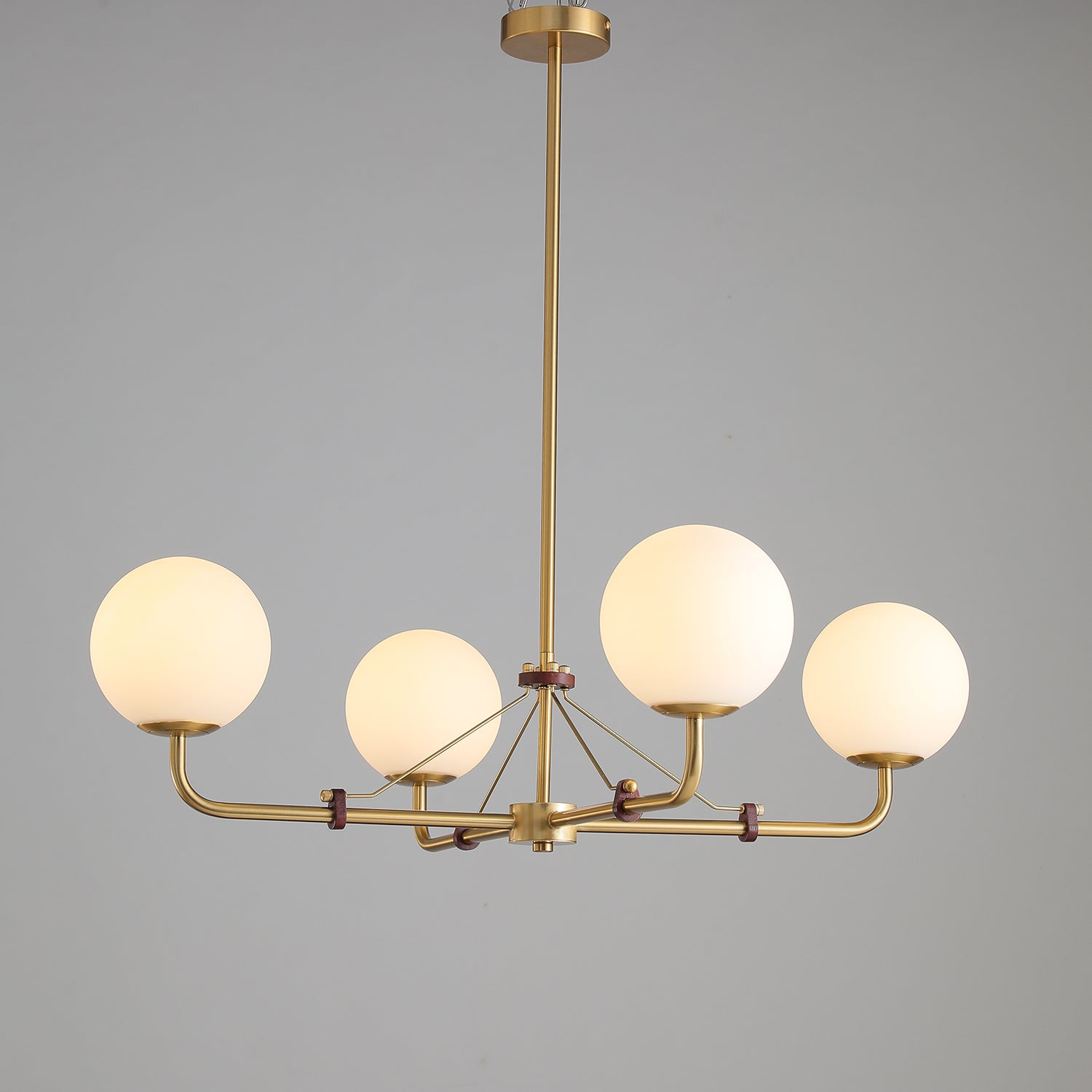 Oriarelle Chandelier Brass Globe Savanna Elegant