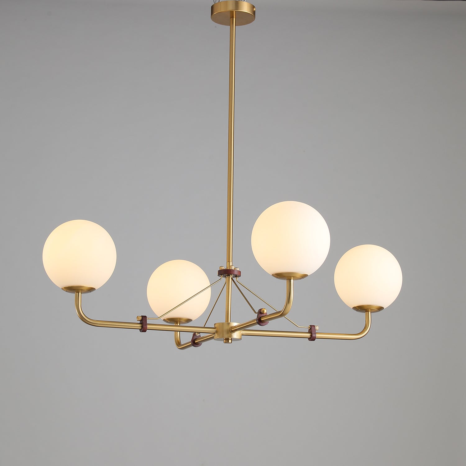 Oriarelle Chandelier Brass Globe Savanna Elegant
