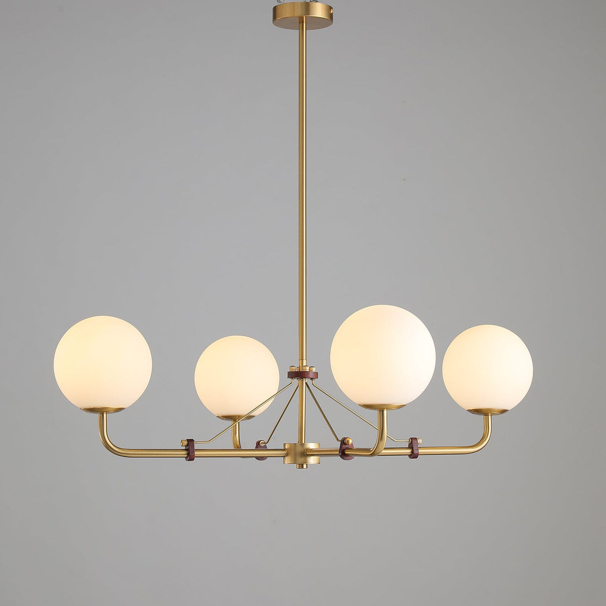 Oriarelle Chandelier Brass Globe Savanna Elegant