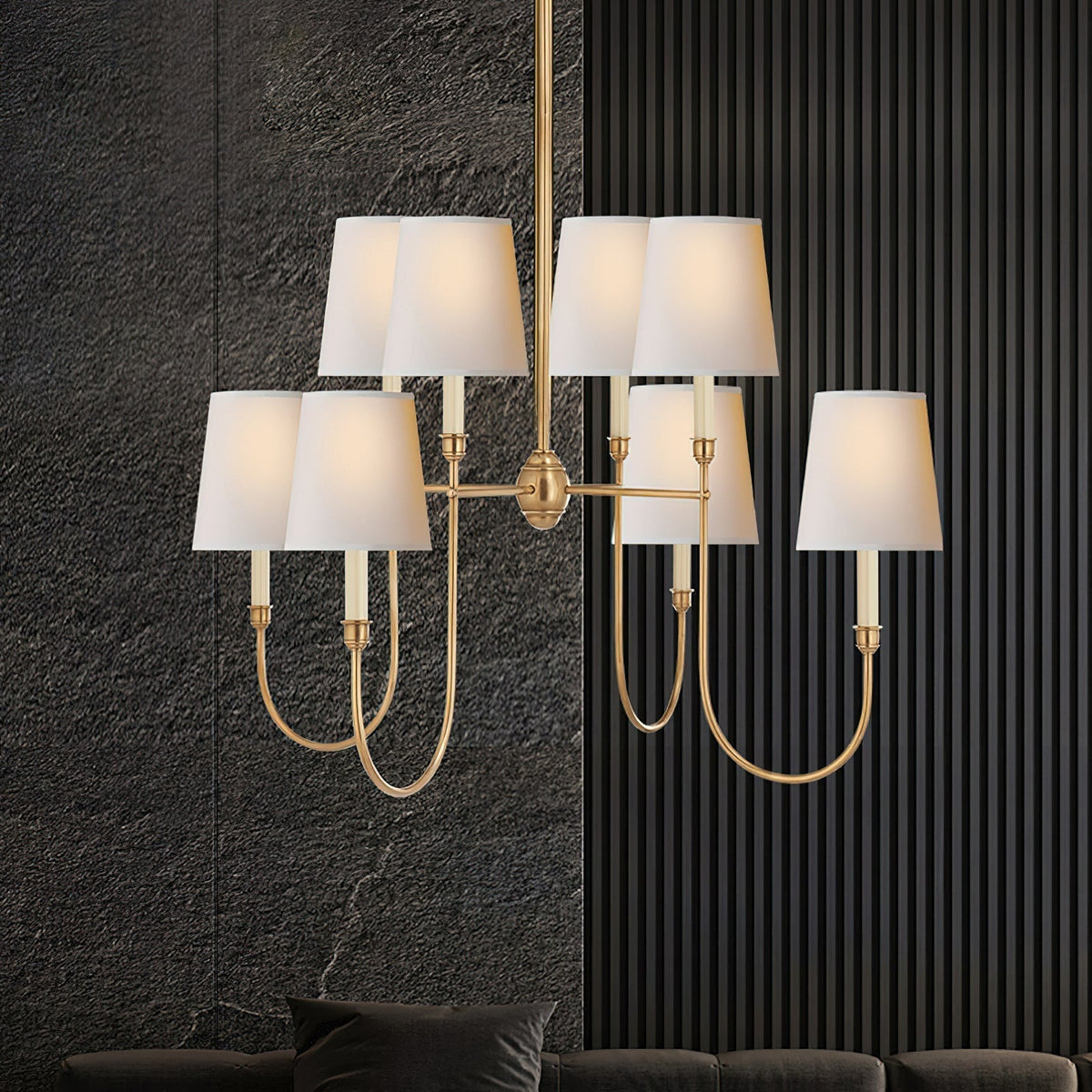 Orianine Chandelier Vendome Brass White Shade