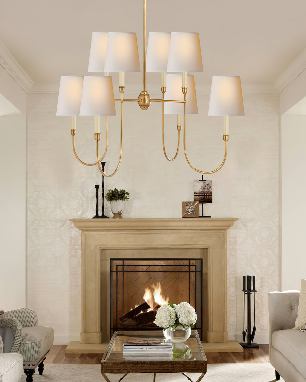 Orianine Chandelier Vendome Brass White Shade