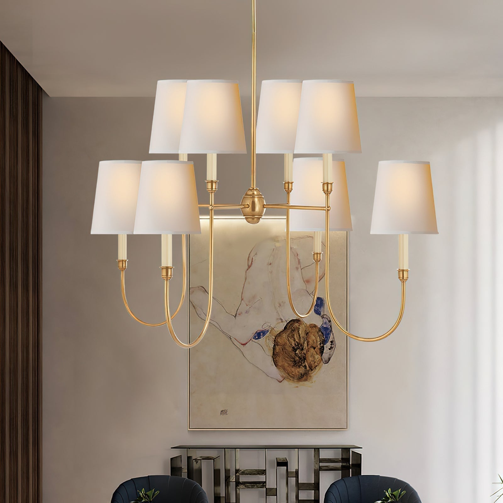 Orianine Chandelier Vendome Brass White Shade