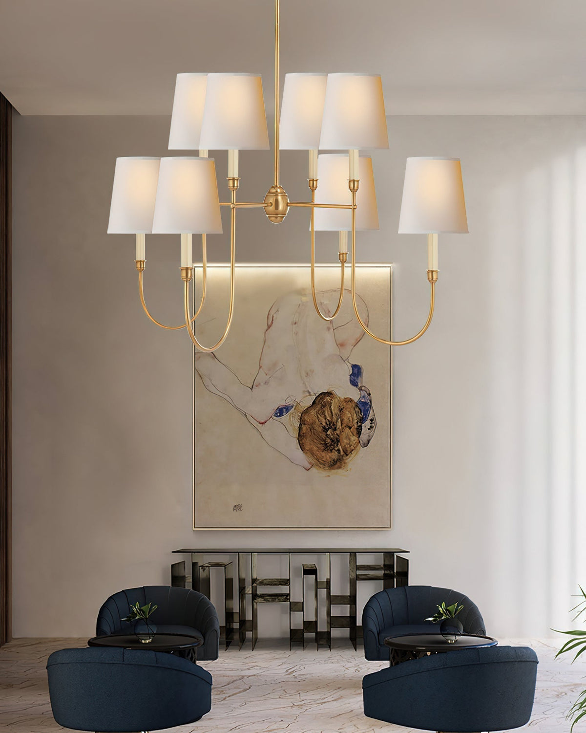 Orianine Chandelier Vendome Brass White Shade
