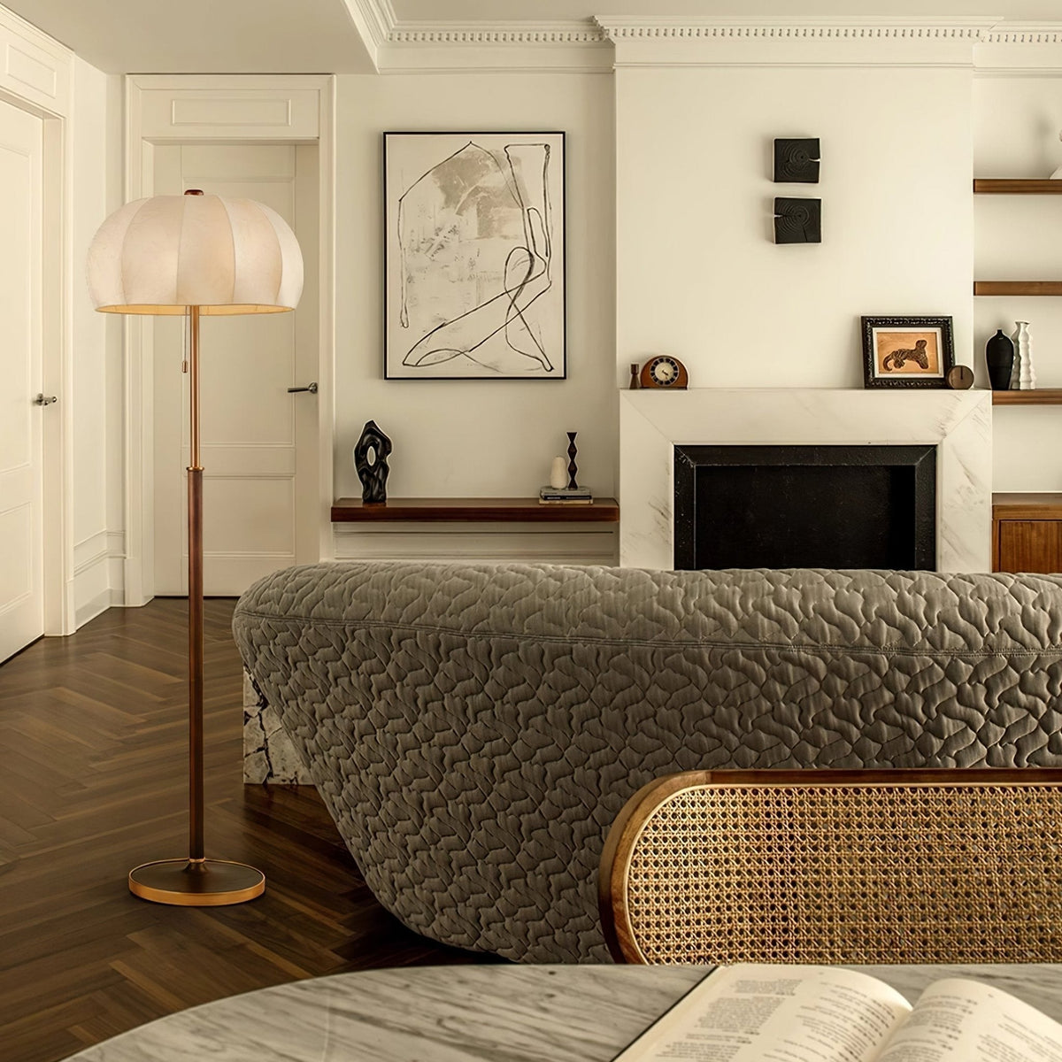 Cularo Fabric Wood Floor Lamp