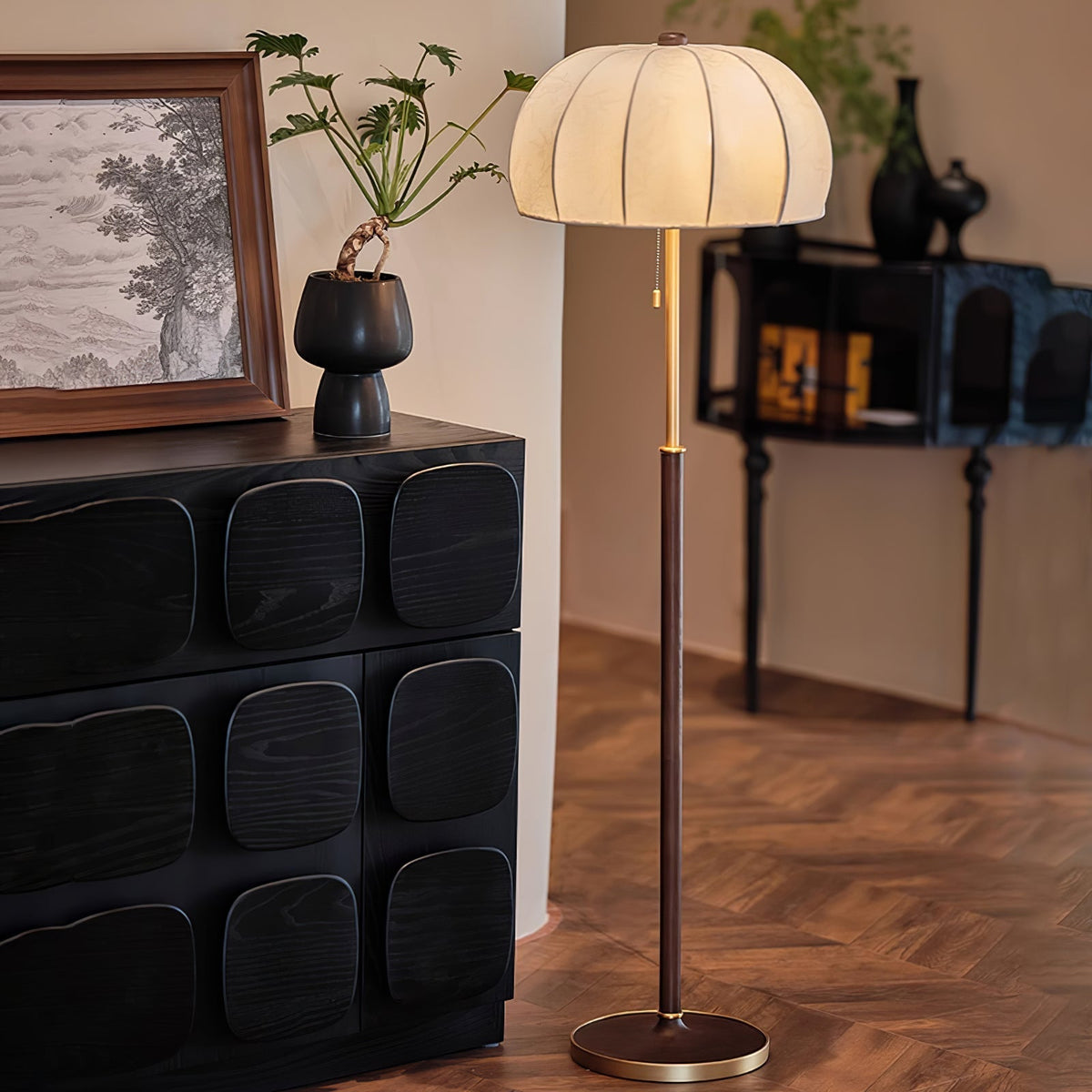 Cularo Fabric Wood Floor Lamp