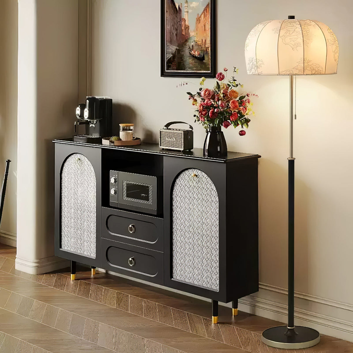 Cularo Fabric Wood Floor Lamp