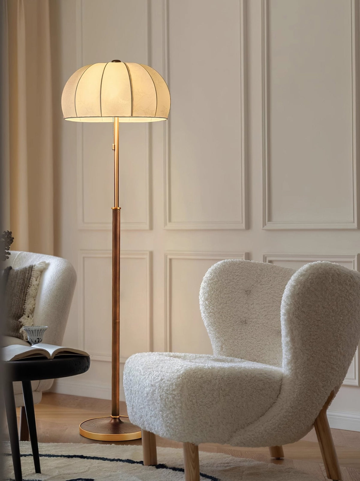 Cularo Fabric Wood Floor Lamp