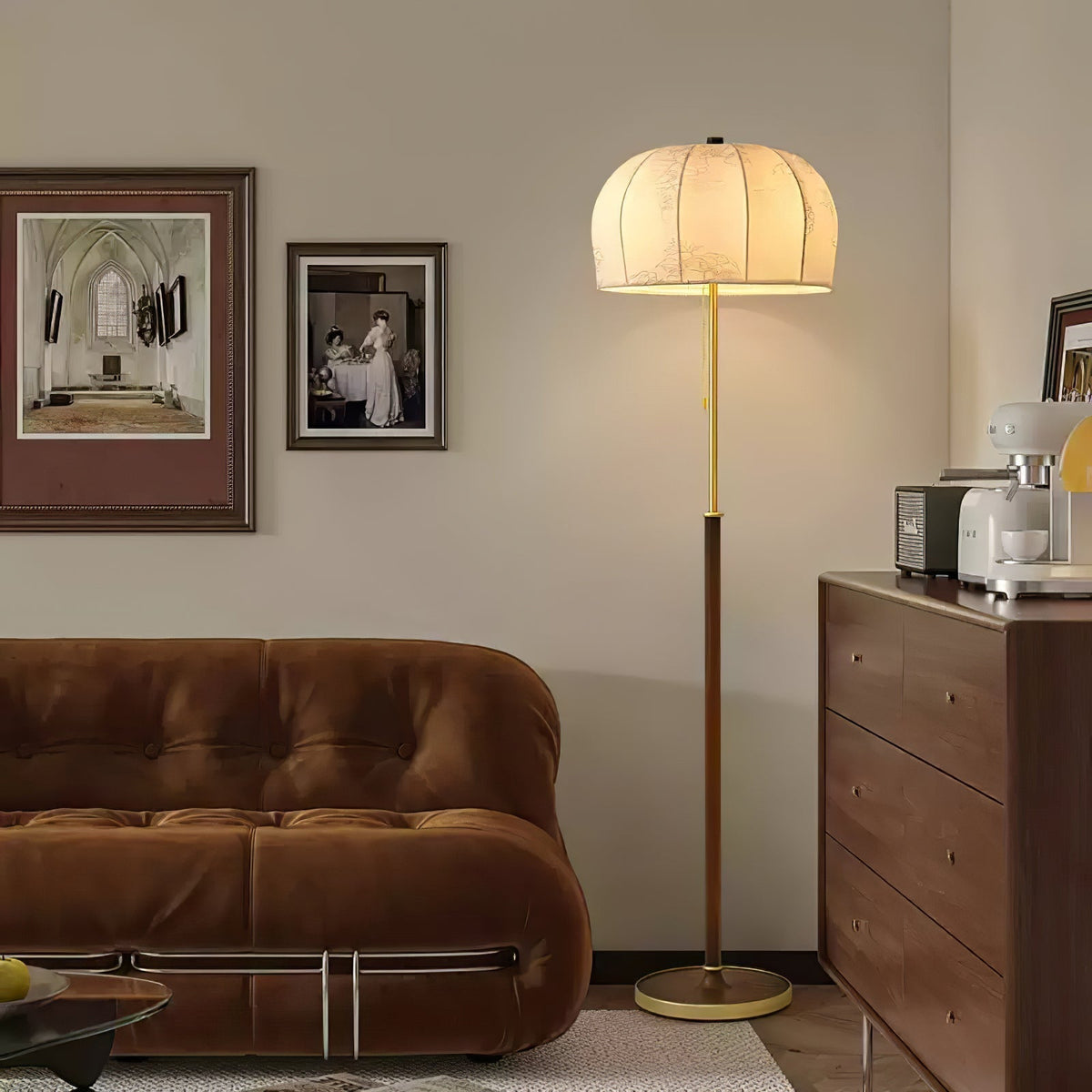 Cularo Fabric Wood Floor Lamp