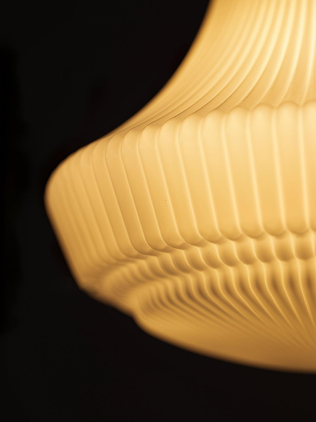 Duo Pendant Lamp Opal Glass Ribbed Bell Brass Vintage