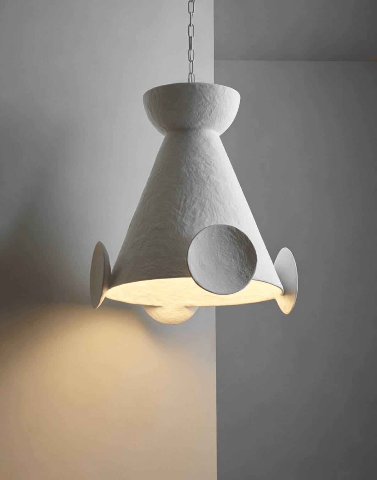Sculptural Plaster Cone Pendant Lamp