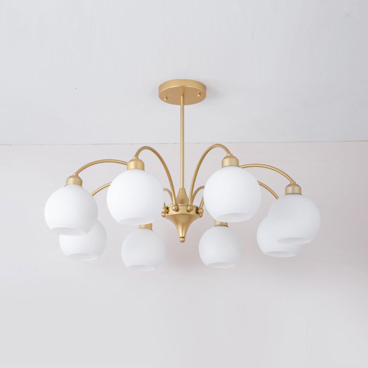Zusk Chandelier Sculptural Glass Gold Modern 8-Light