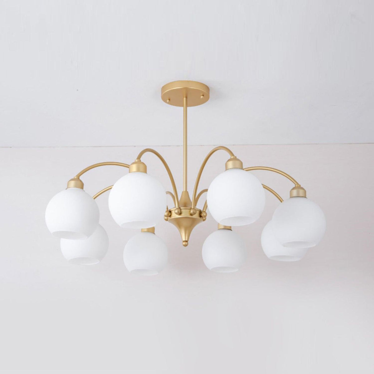 Zusk Chandelier Sculptural Glass Gold Modern 8-Light