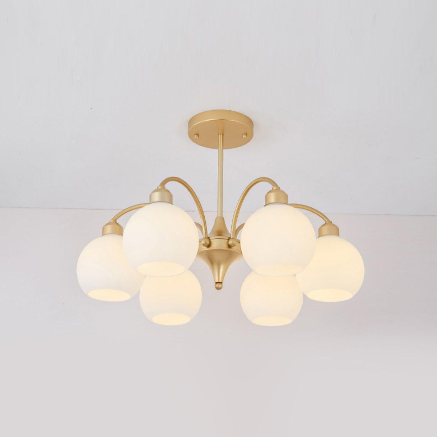 Zusk Chandelier Sculptural Glass Gold Modern 8-Light