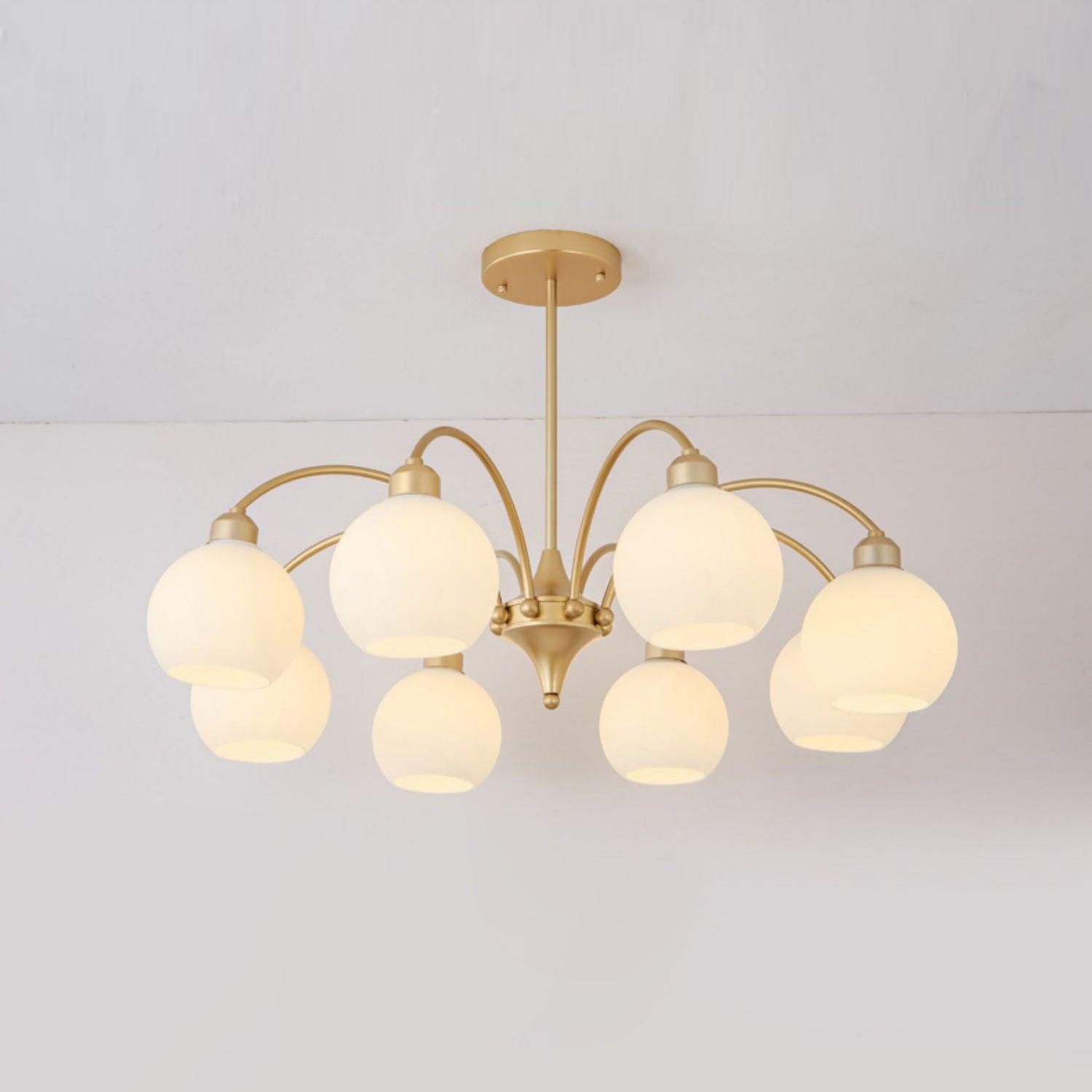 Zusk Chandelier Sculptural Glass Gold Modern 8-Light