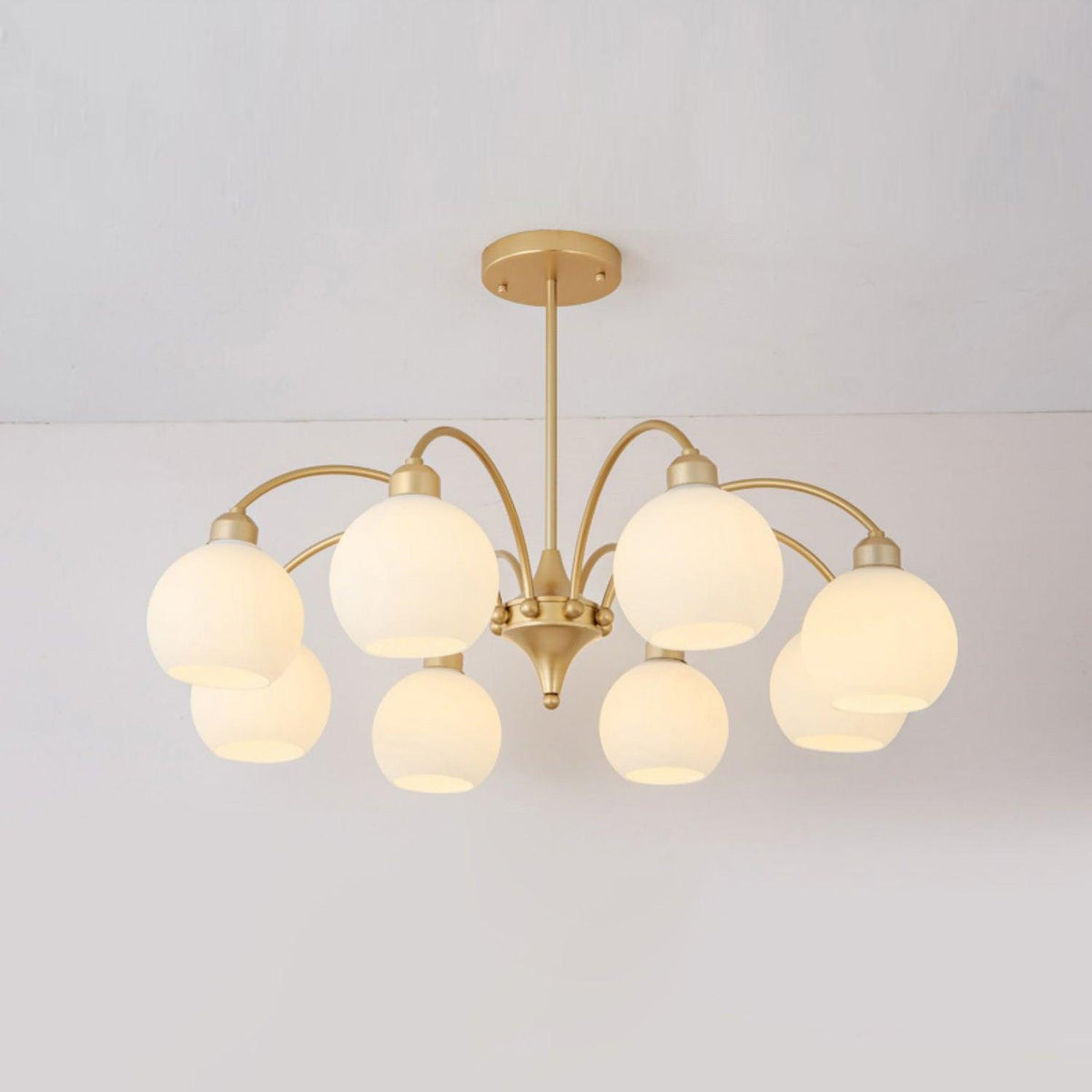 Zusk Chandelier Sculptural Glass Gold Modern 8-Light