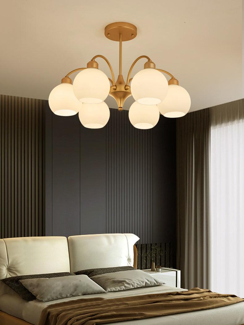 Zusk Chandelier Sculptural Glass Gold Modern 8-Light