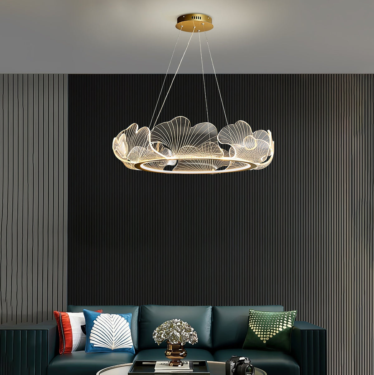 Lucisora Pendant Lamp Frosted Acrylic Floral Ring