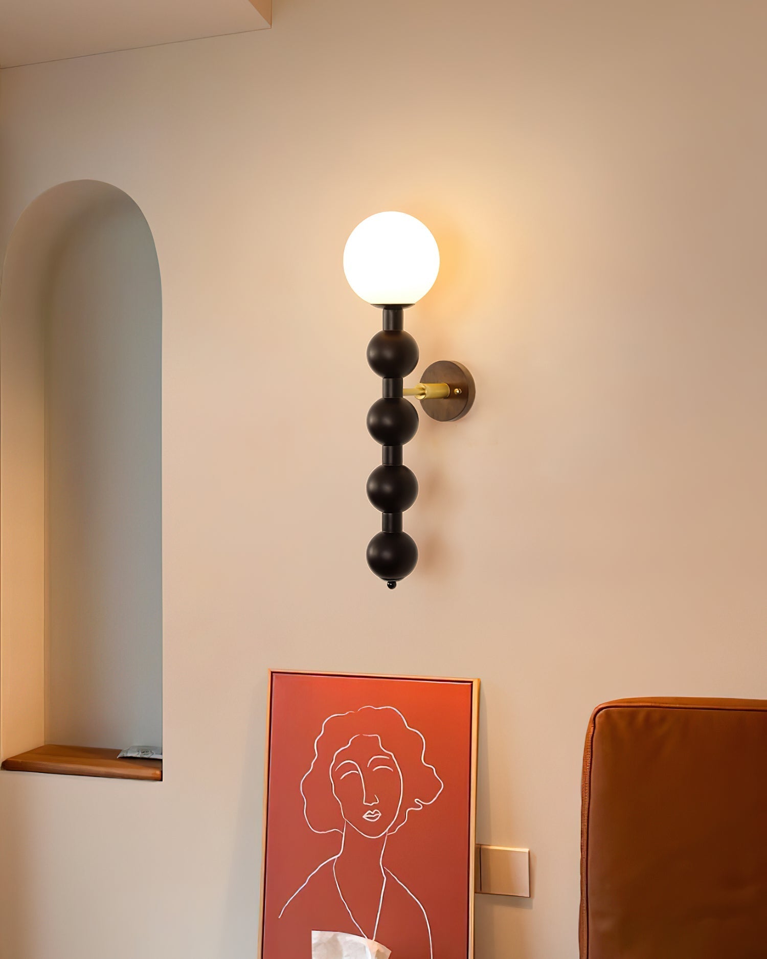 Wall Lamp Gourd in Wood and Glass Modern Style - Neutral Decor