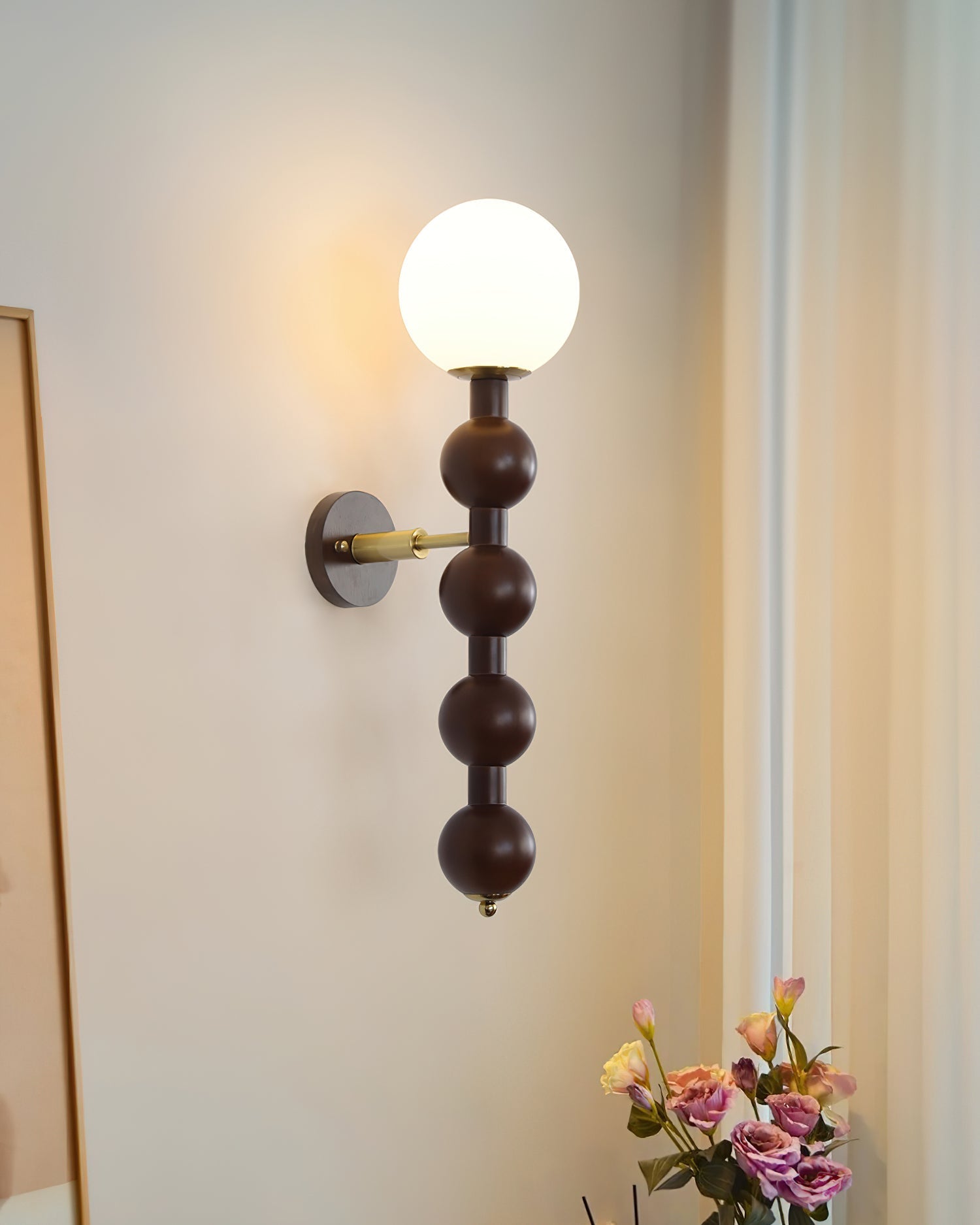 Wall Lamp Gourd in Wood and Glass Modern Style - Neutral Decor