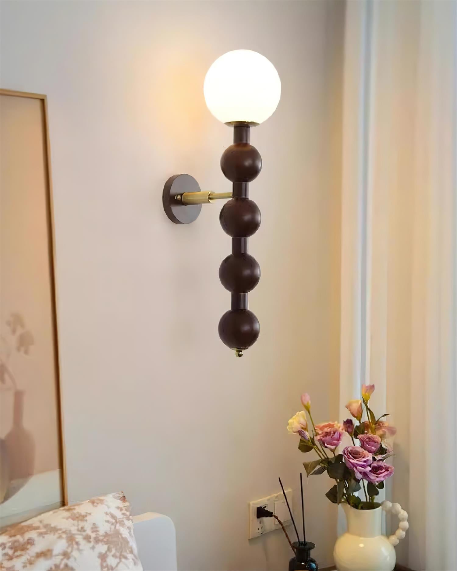 Wall Lamp Gourd in Wood and Glass Modern Style - Neutral Decor