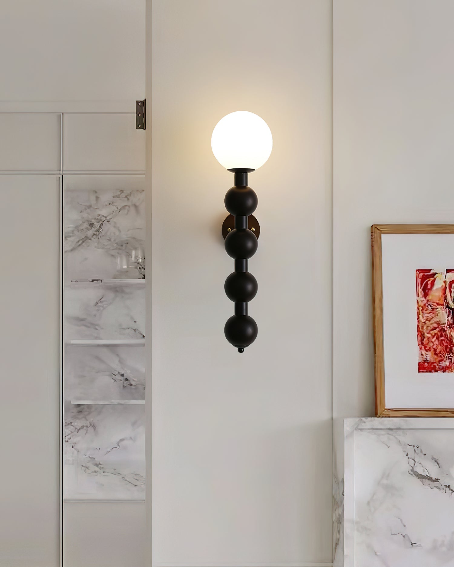 Wall Lamp Gourd in Wood and Glass Modern Style - Neutral Decor