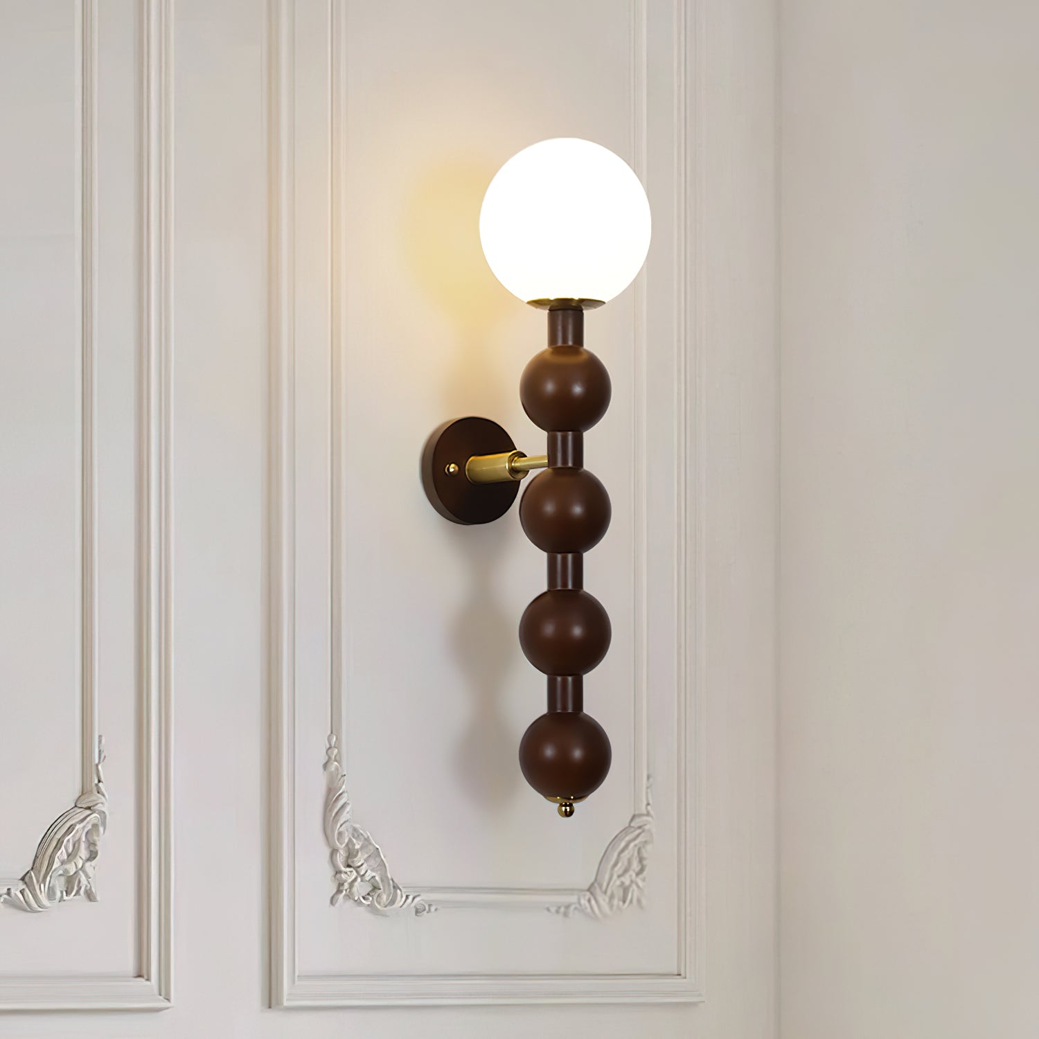 Wall Lamp Gourd in Wood and Glass Modern Style - Neutral Decor