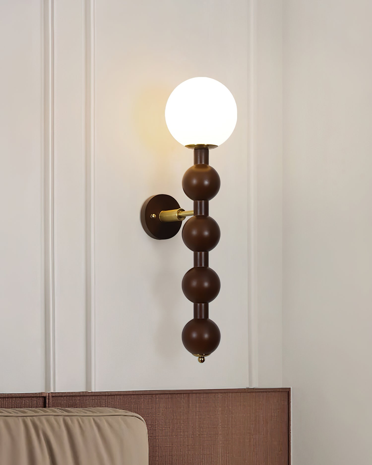 Wall Lamp Gourd in Wood and Glass Modern Style - Neutral Decor