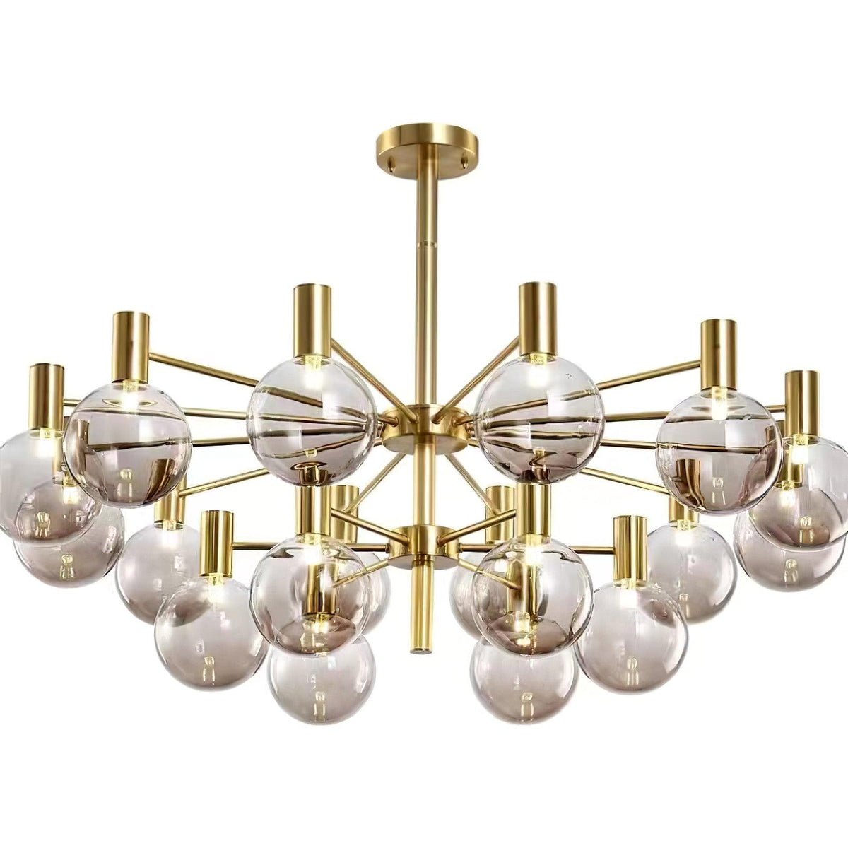 Veloiel Chandelier Globe Glass Gold Frame Modern