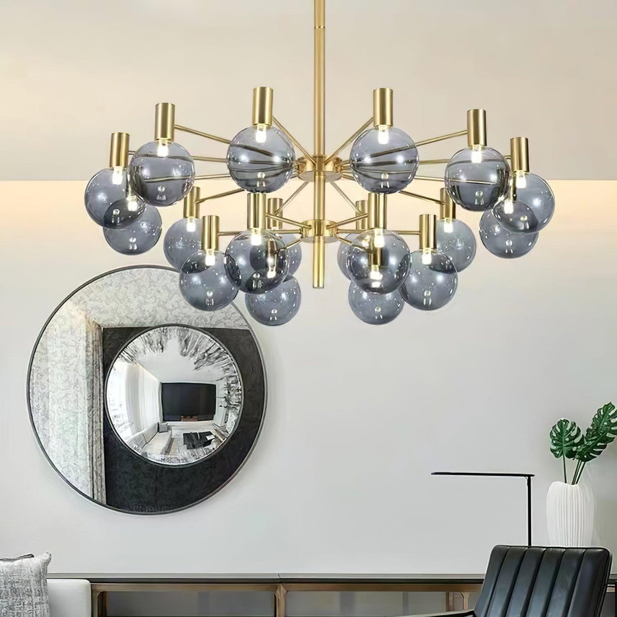 Veloiel Chandelier Globe Glass Gold Frame Modern