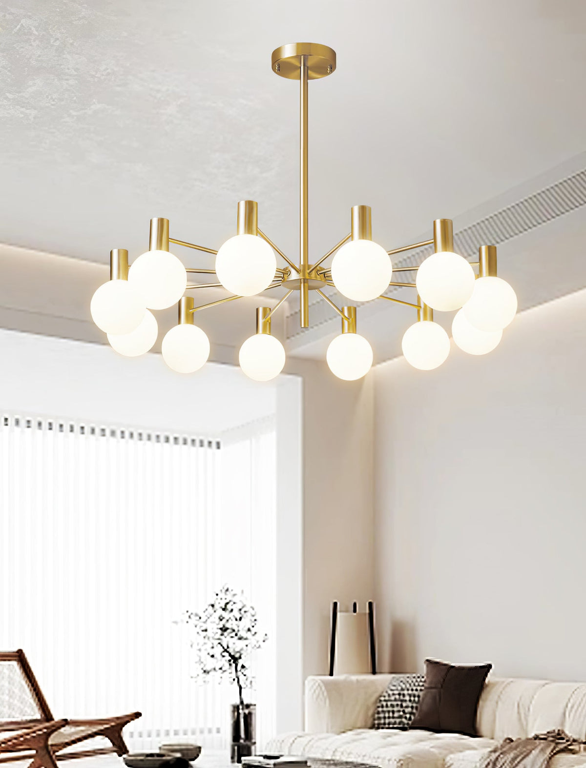 Veloiel Chandelier Globe Glass Gold Frame Modern
