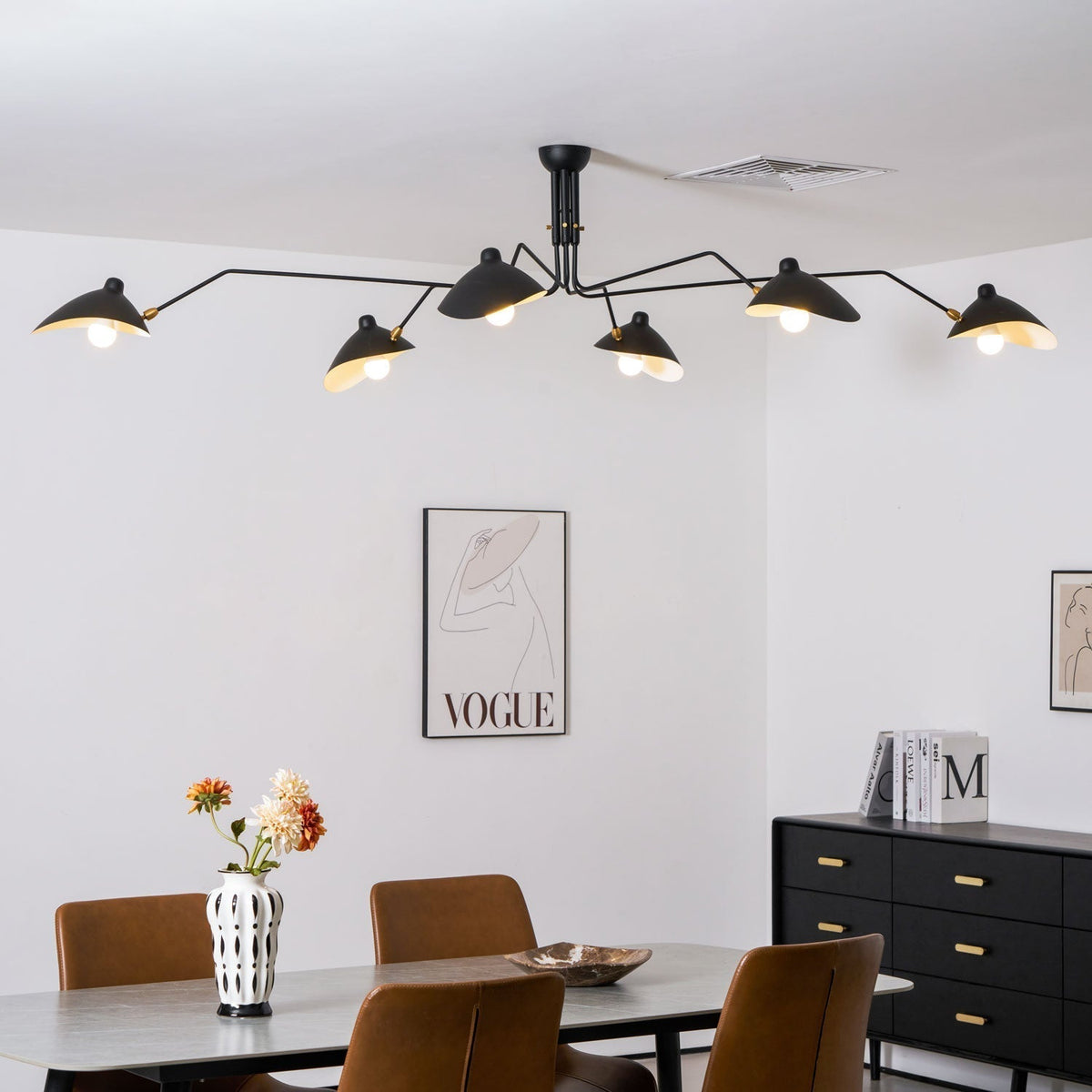 Wesley Minimalist Metal Ceiling Light Three Arm