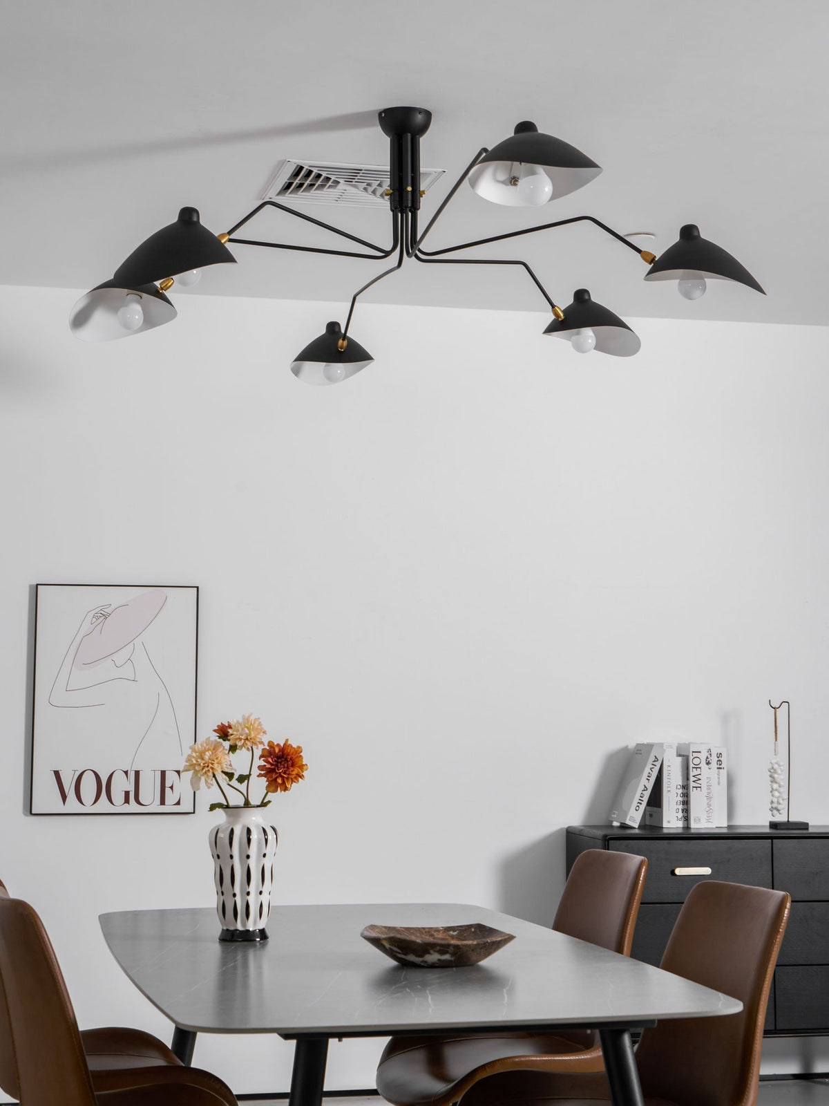 Wesley Minimalist Metal Ceiling Light Three Arm