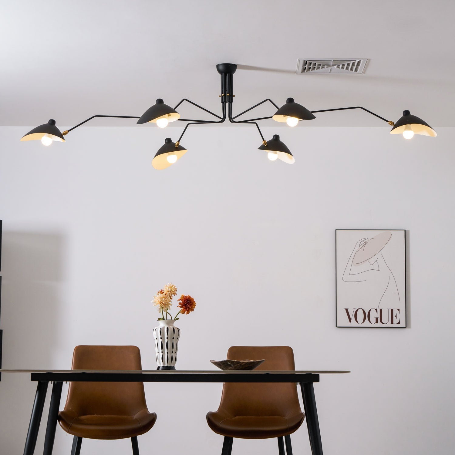 Wesley Minimalist Metal Ceiling Light Three Arm