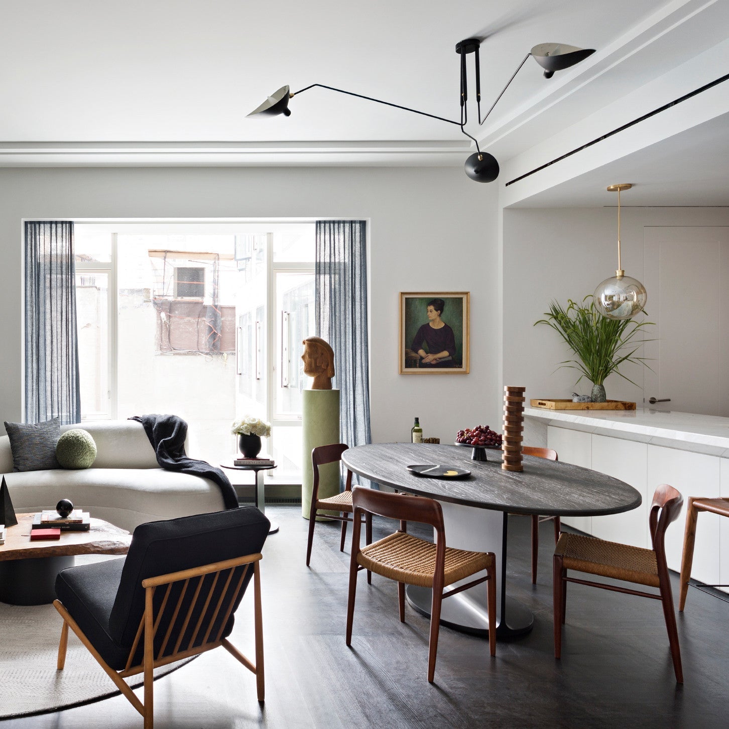 Wesley Minimalist Metal Ceiling Light Three Arm