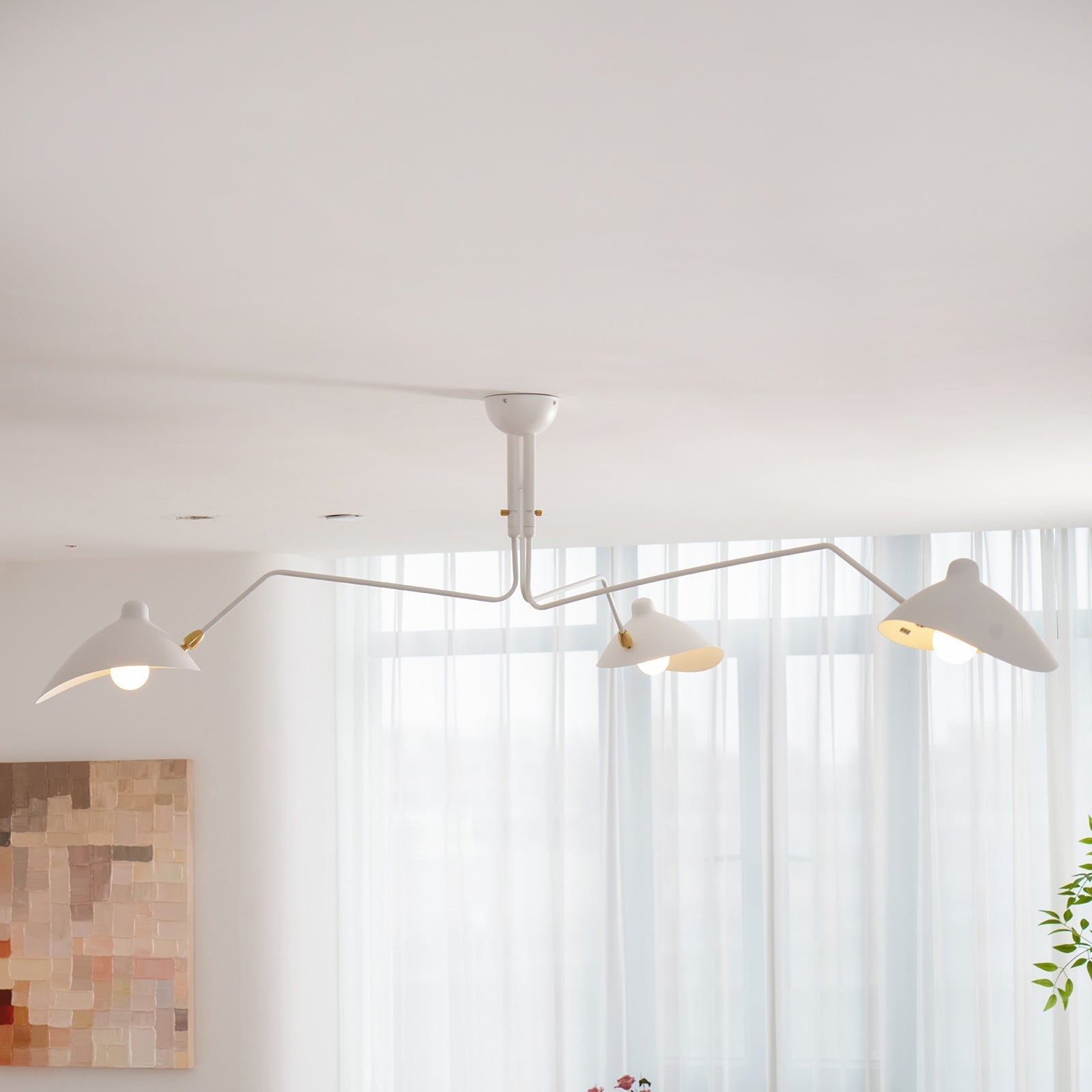 Wesley Minimalist Metal Ceiling Light Three Arm
