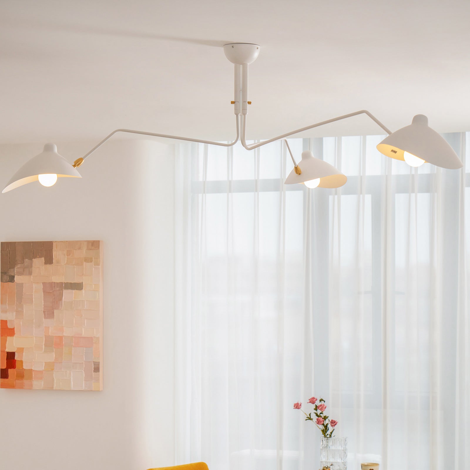 Wesley Minimalist Metal Ceiling Light Three Arm
