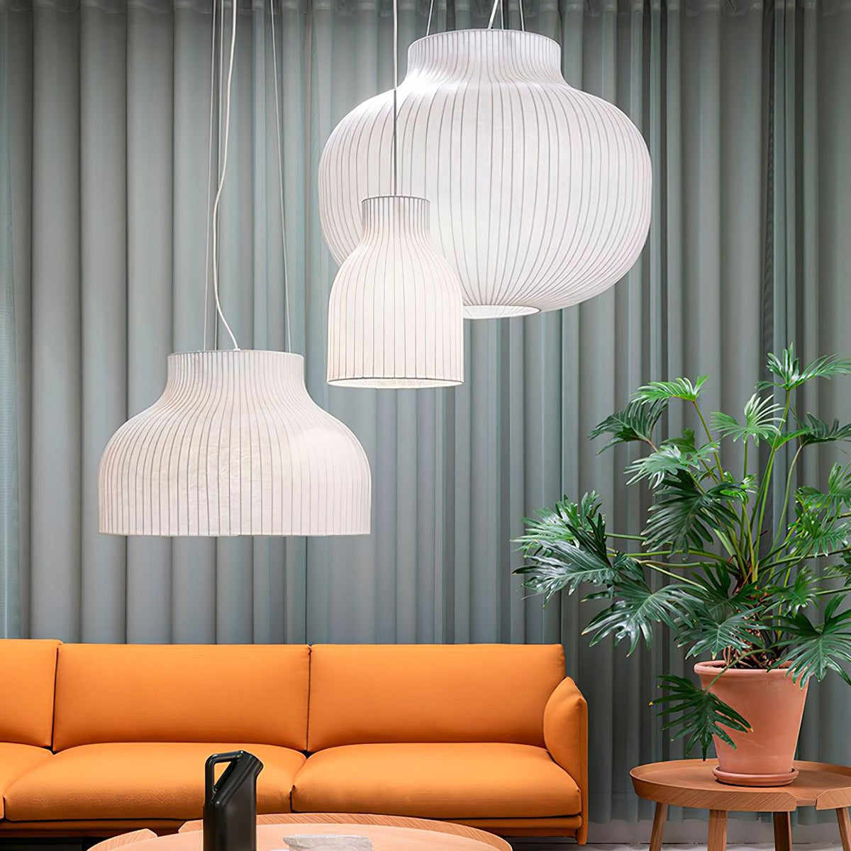 Teriivora Silk Ribbed Pendant Light