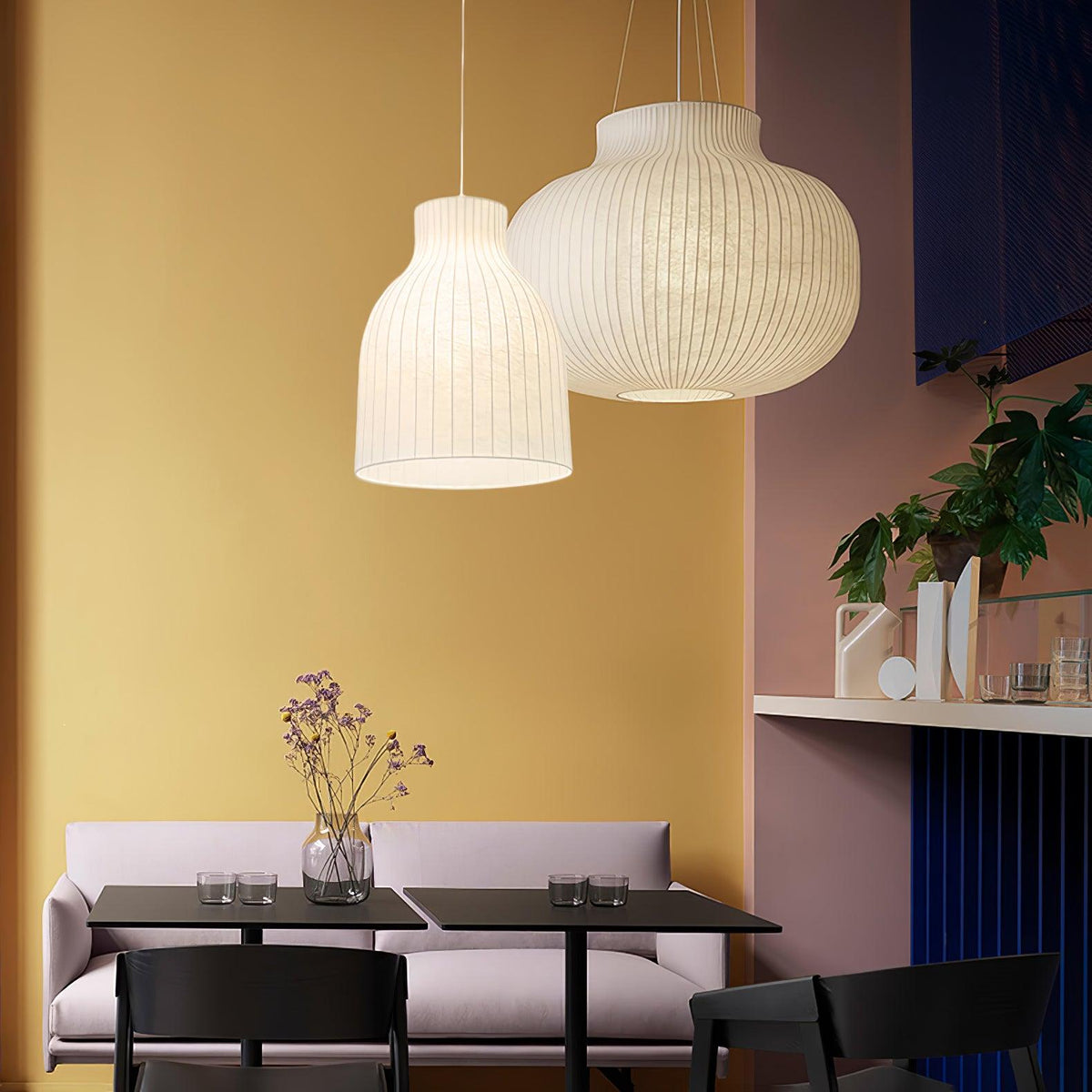 Teriivora Silk Ribbed Pendant Light