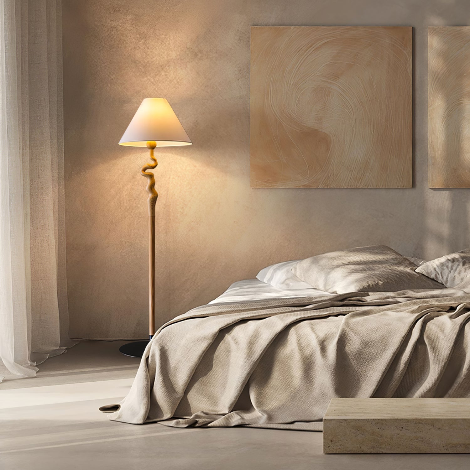 Avloril Artistic Wooden Floor Lamp