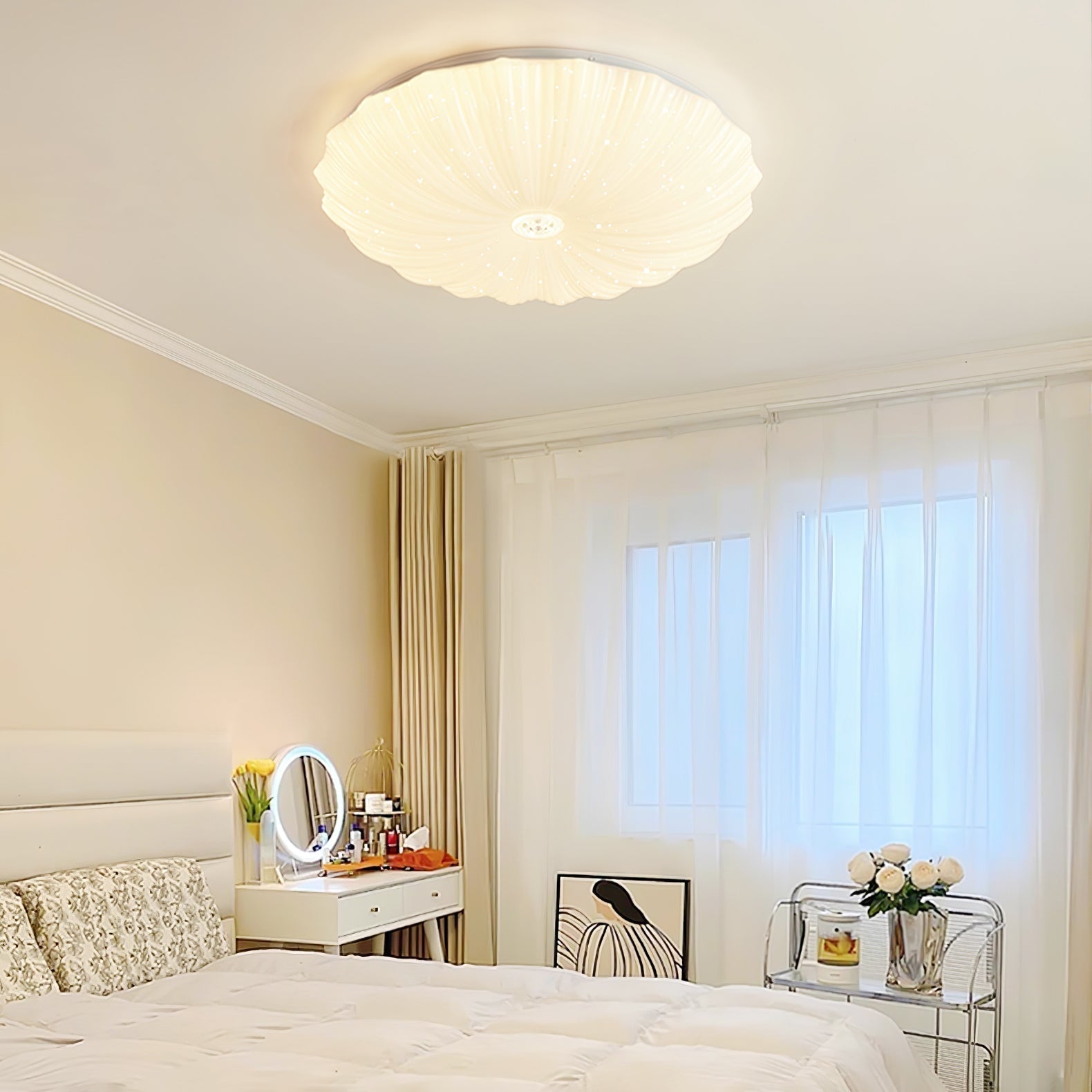 Coloria Nordic Art Shell Round Ceiling Lamp - Neutral Decor