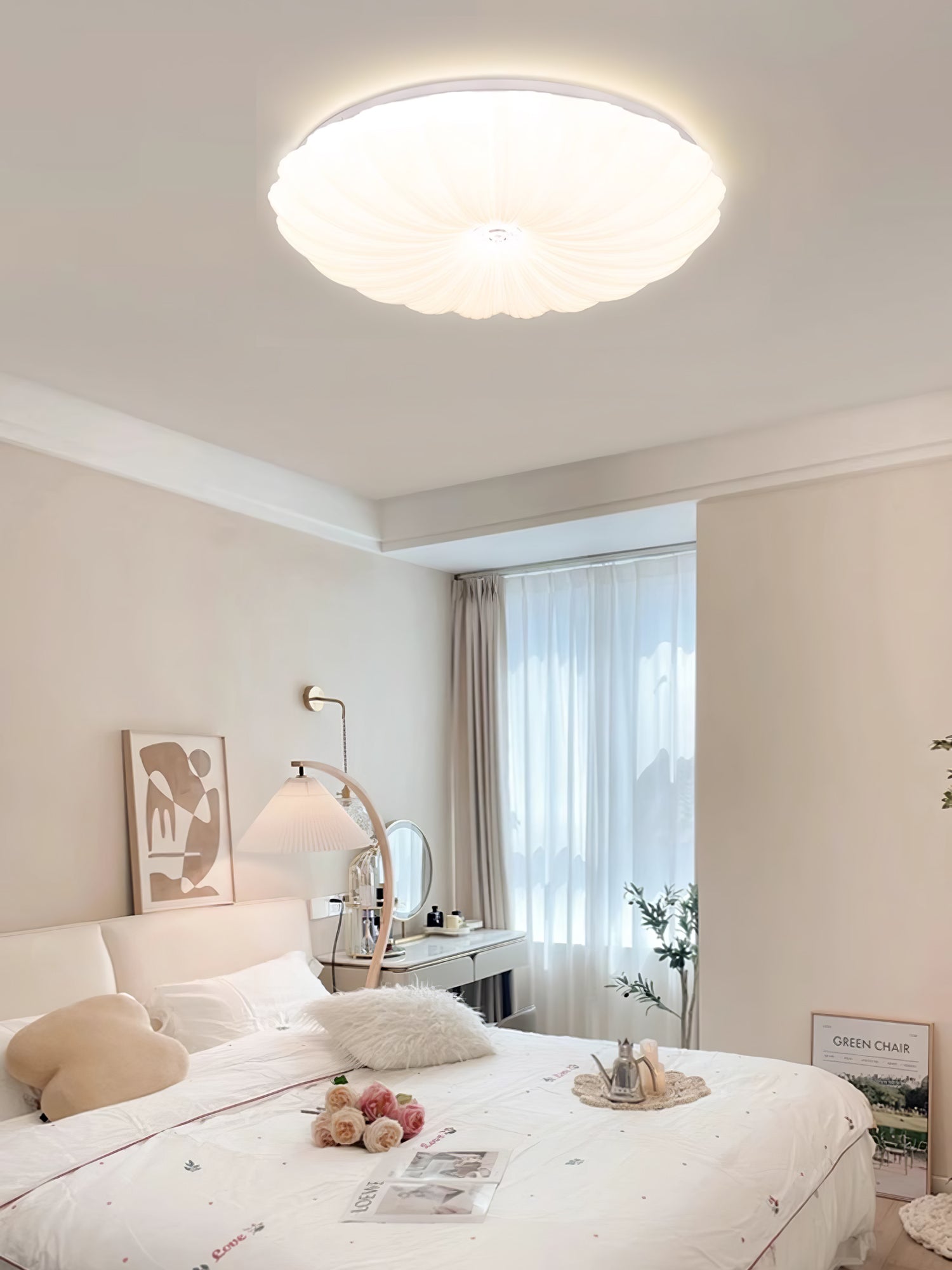 Coloria Nordic Art Shell Round Ceiling Lamp - Neutral Decor
