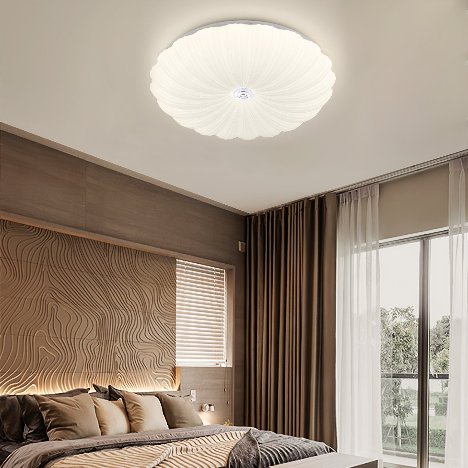 Coloria Nordic Art Shell Round Ceiling Lamp - Neutral Decor