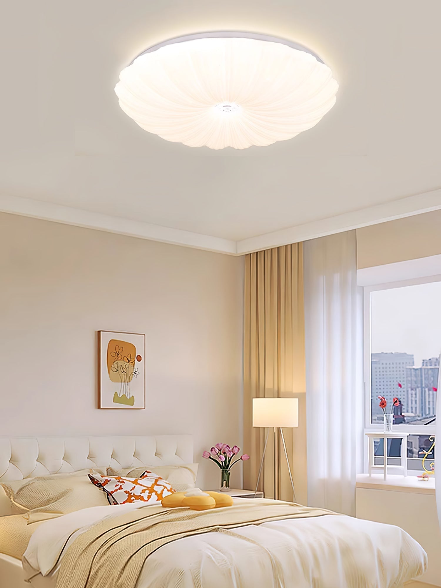 Coloria Nordic Art Shell Round Ceiling Lamp - Neutral Decor