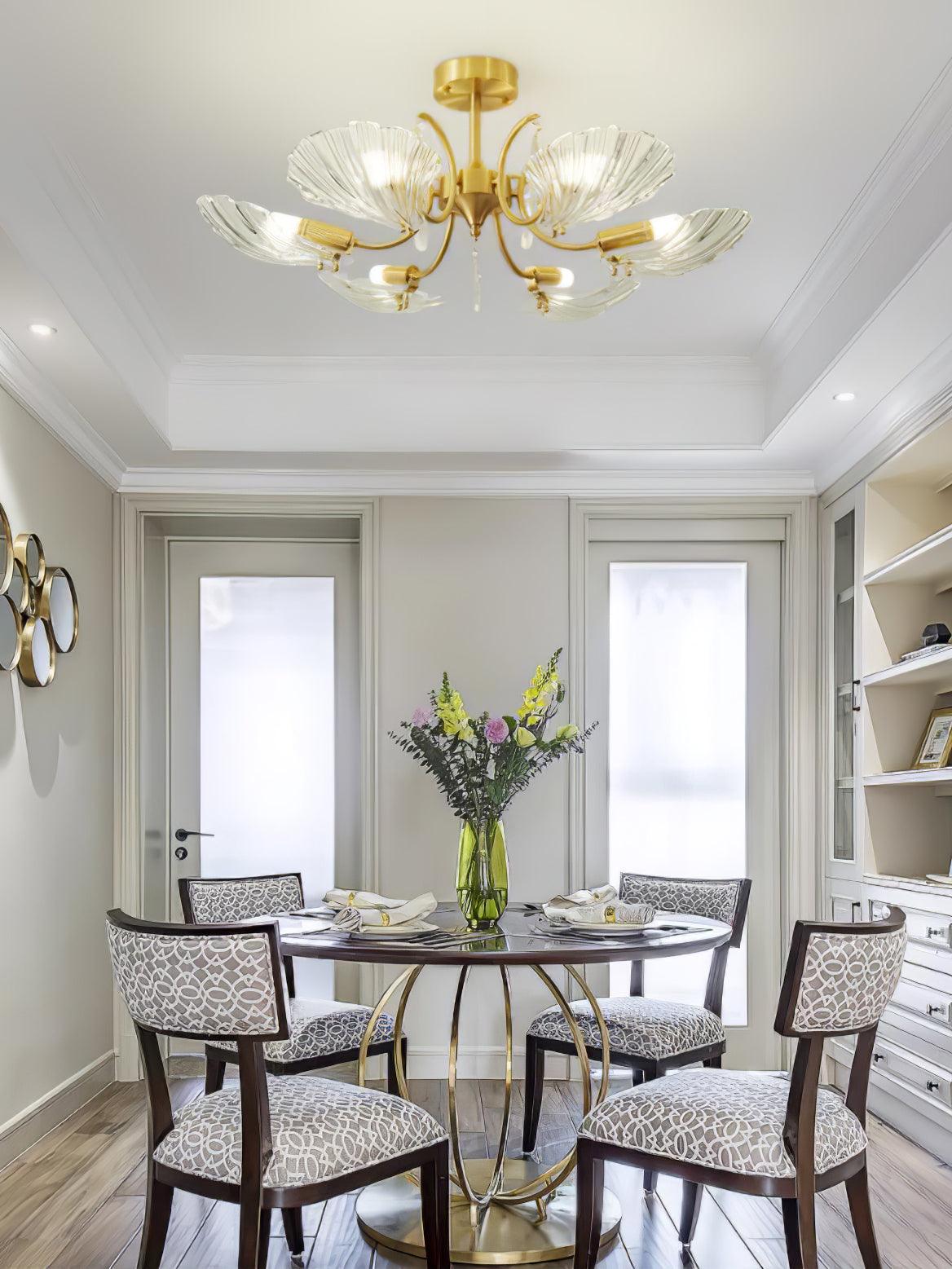 Eiriaria Petal Glass Brass Chandelier